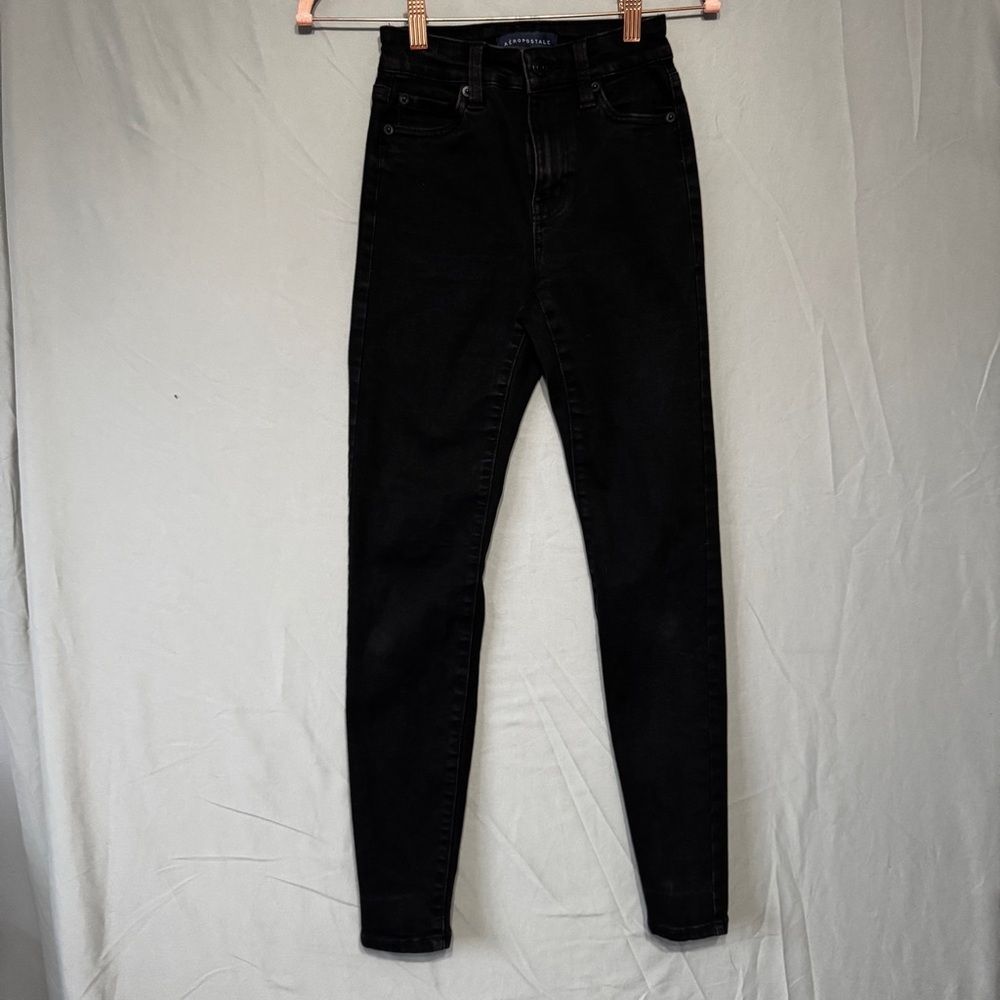 Aeropostale Womens Size 00 High Waisted Skinny Jeans Black Grunge Goth Fall